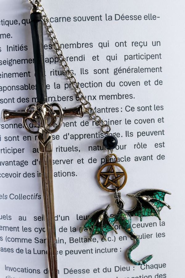 Marque page dragon pentacle