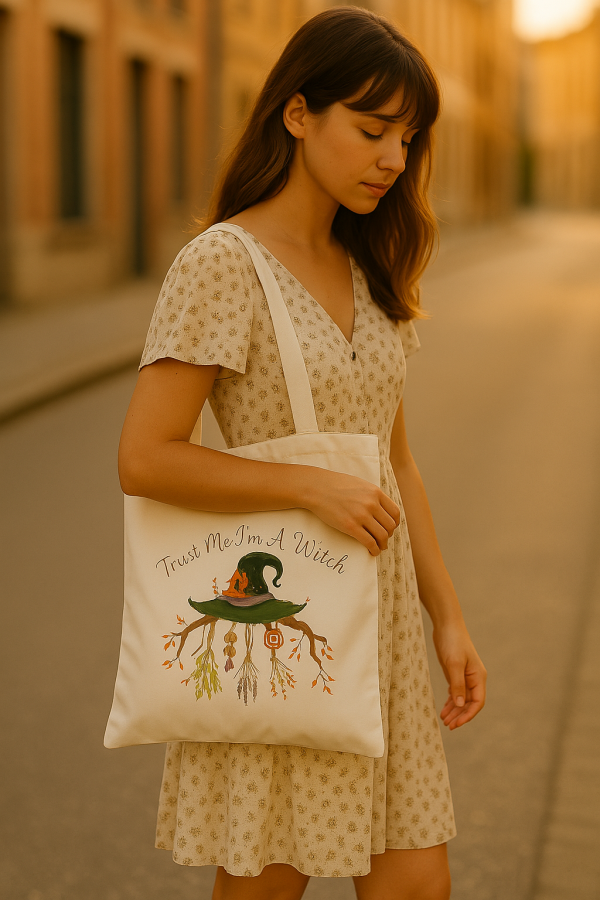 Totebag sorciere verte