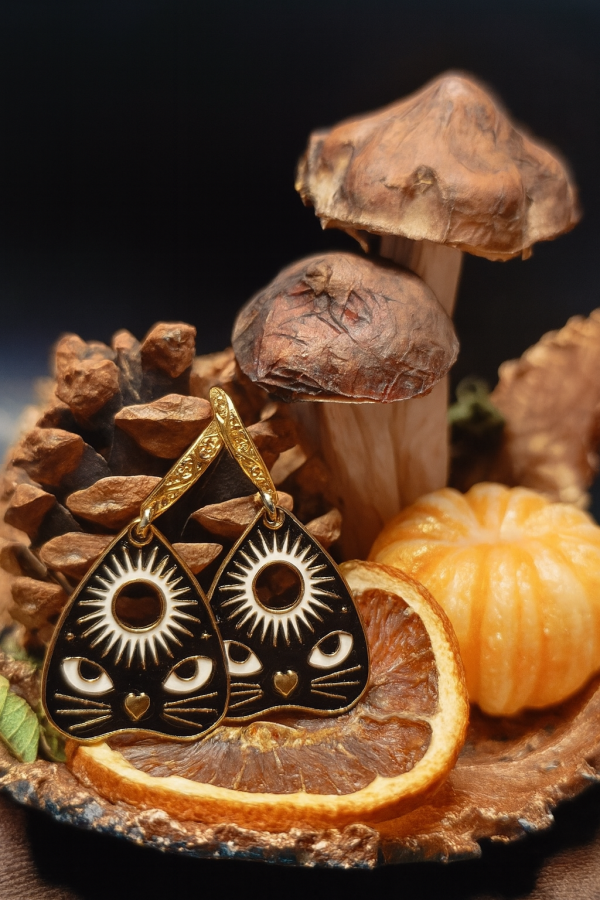 Boucles d'oreilles chat mystique