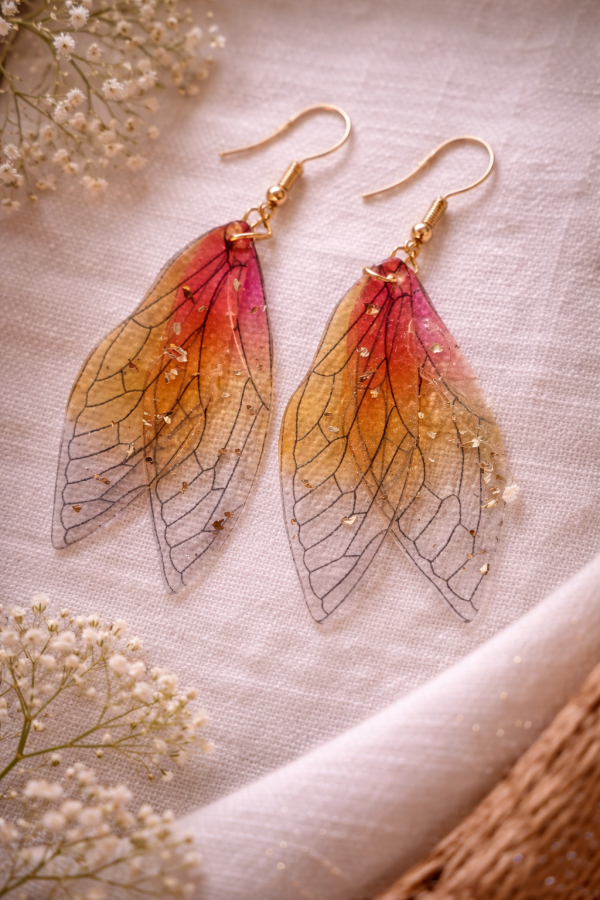 Boucles d'oreilles ailes de feu