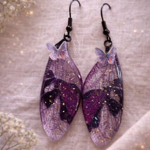 Boucle d'oreilles ailes d'améthyste