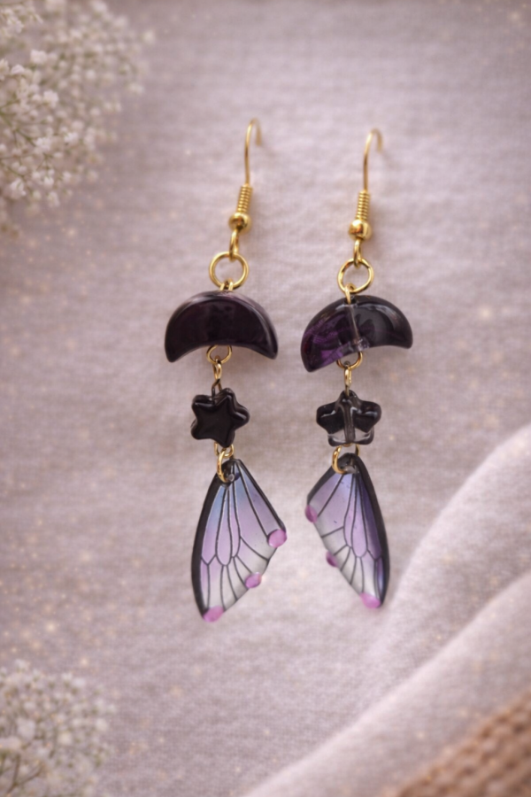 Boucles d'oreilles ailes de minuit