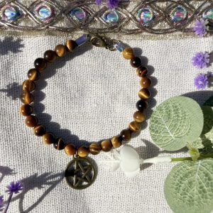Bracelet oeil de tigre et pentacle
