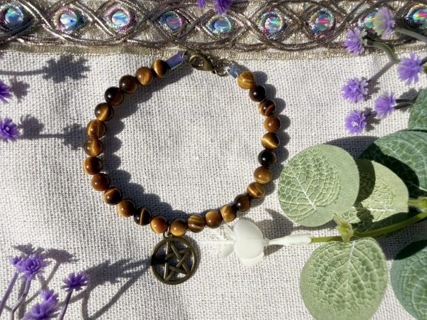 Bracelet oeil de tigre et pentacle