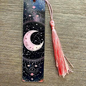 Marque page lune rose