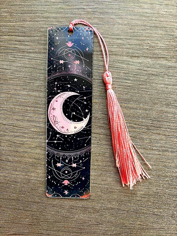 Marque page lune rose